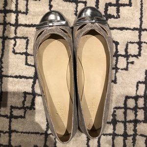 Silver Kate Spade Bow Flats